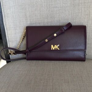 Michael Kors Dark Purple Wristlet with Gold Accents